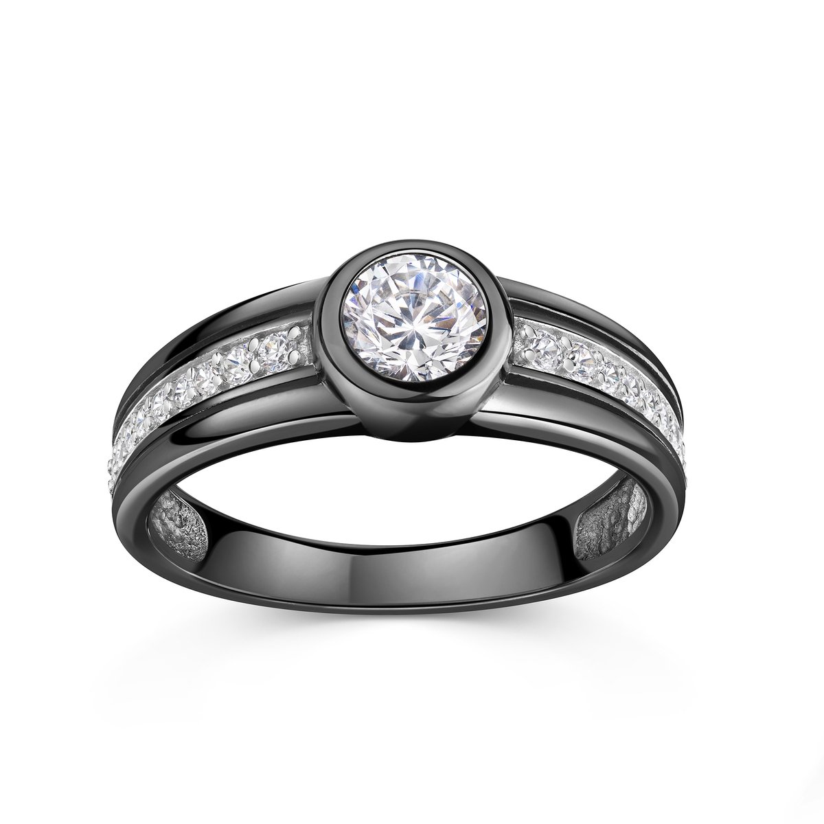 Celesta Silber Ring 925/- Sterling Silber rhodiniert/schwarz Zirkonia