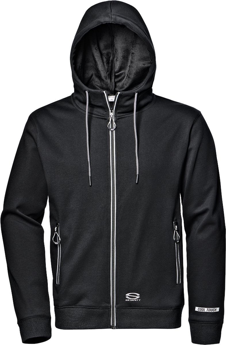 SIR SAFETY BAT Hoodie Rits Werktrui HEREN Veiligheidstrui Zwart - Reflecterend - Katoen Polyester Elastaan
