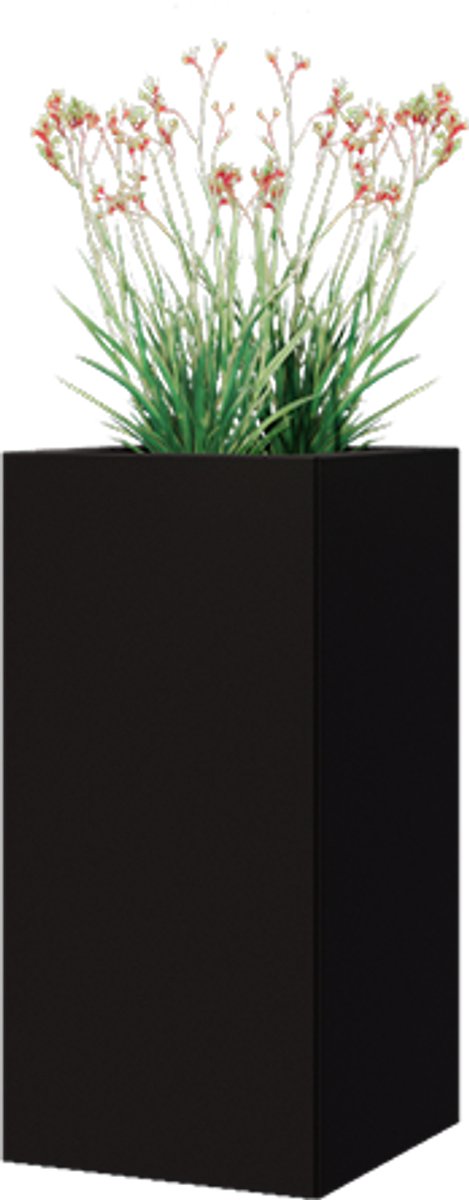 Gepoedercoat staal - plantenbak - Vierkant - 30x30x60cm - Zwart - Met bodem - MySteel