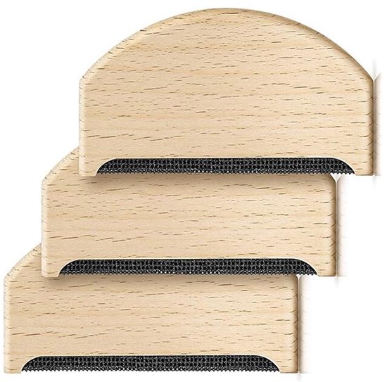 Pluizenverwijderaar - 3 Stuks - Kledingborstel - Hout - Wolkam - Ontpluizer - Wol Ontpluizer - Huisdierhaar Verwijderaar - Kleding Ontpiller - Geschikt voor het verwijderen van dierenhaar - 7.8*4.5cm - Lichtbruin