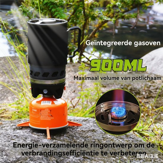 Campingkooksets-Camping koken apparatuur - All-in-one camping keukengerei - Outdoor koken gerei 900ml - Camping en reizen - Outdoor koken water fornuis - Picnic - Wandelen - Camping - Wandelen - Opslagzakken van Lixada — afbeelding 5