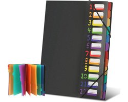 A4 documentenmap met 12 vakken en kleurrijke labels, uitbreidbare map voor school en kantoor