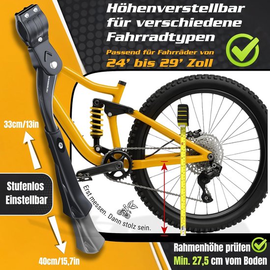 Foto: Famanu extra stabiele fietsstandaard voor achterwiel draagvermogen tot 35 kg geschikt voor mtb en e bike zwart