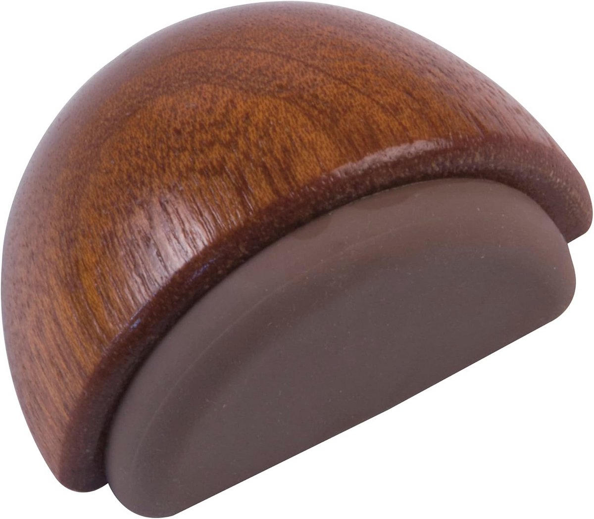 Decoratieve halfronde vloerstopper van hout met rubber in donkerbruin - Beschermt muren en meubels