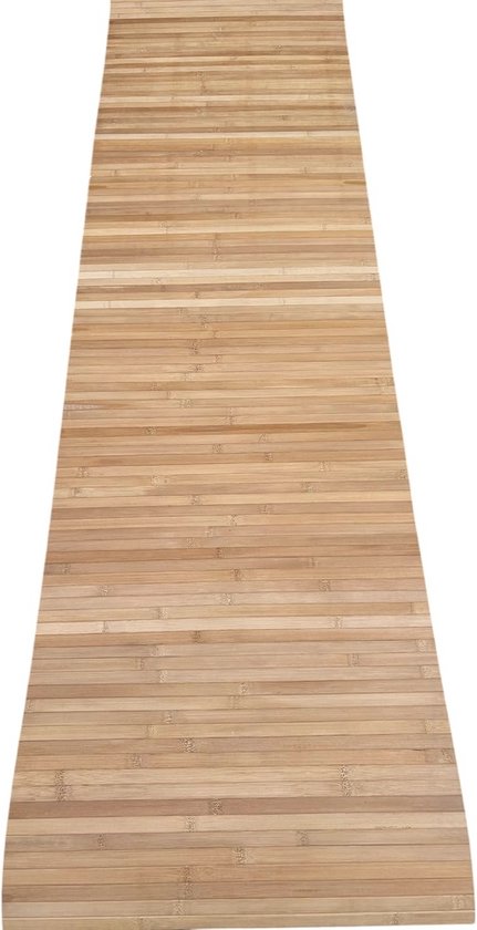 Natuurlijk antislip Bamboe Tapijt Ideaal voor woonkamer, hal, badkamer, enz. Houtenvloer-effect! Verkrijgbaar in grote maten en meerdere kleuren I Donkerbruin, 50 x 140cm