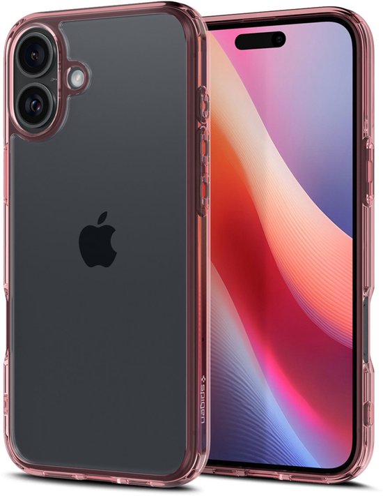 iPhone 16 hoesje transparant roze h...