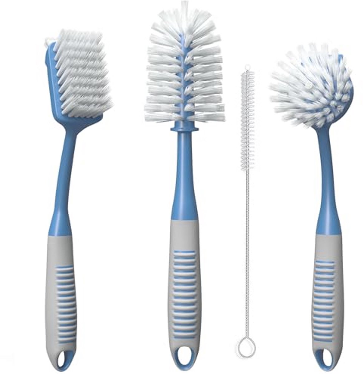 Set van 4 afwasborstels met ergonomische handgreep voor een schone afwas