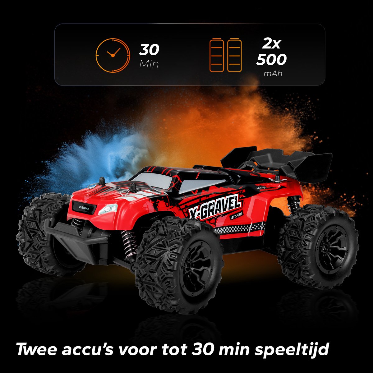 Overmax X-Gravel RC Auto – 1:16 Terenauto 20 km/u – Achterwielaandrijving, Vering, 2 Accu’s tot 30 min Speeltijd, 2 Carrosserieën – Offroad Racewagen voor Kinderen & Volwassenen – Bestuurbare Auto — afbeelding 8