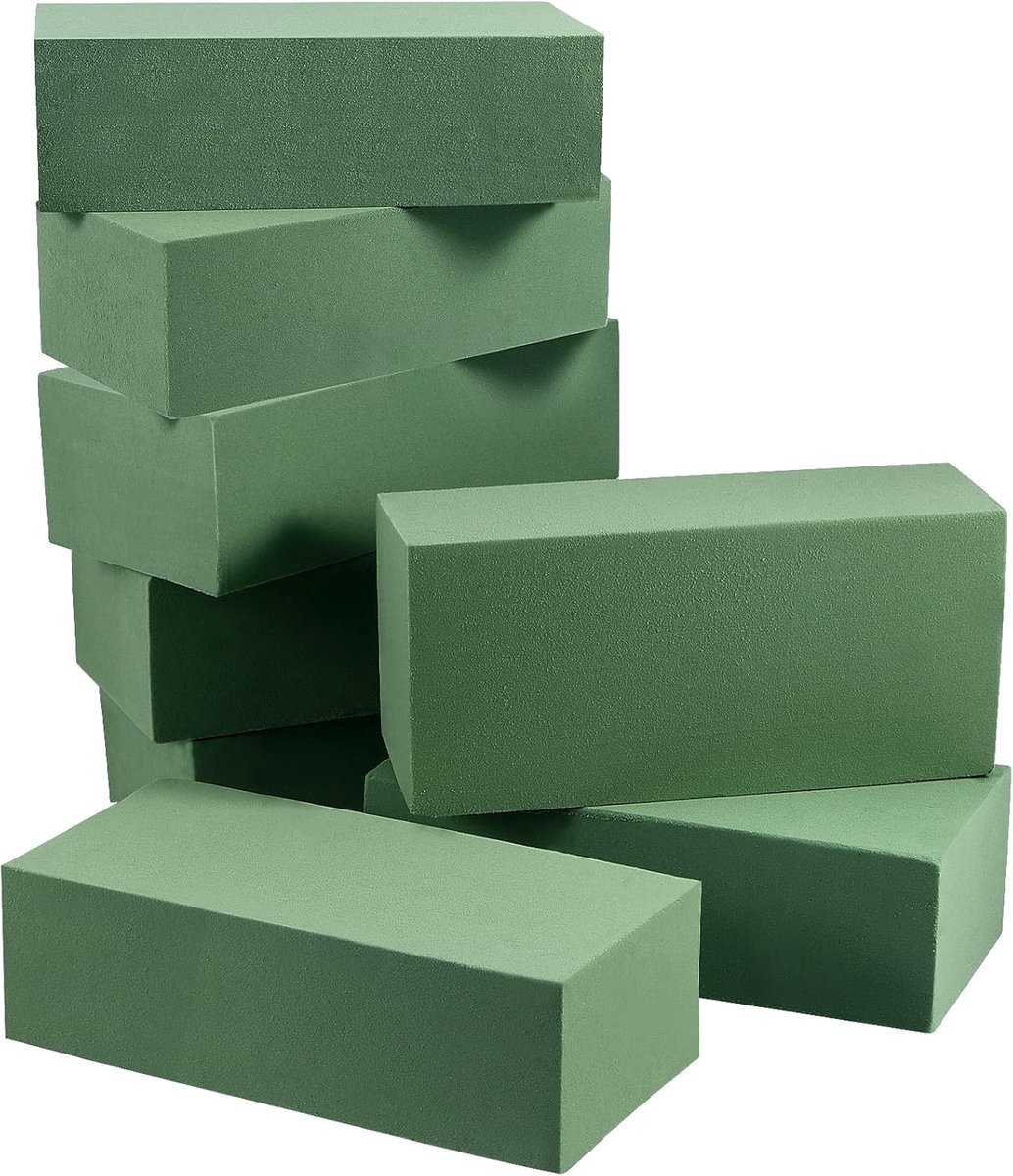8pcs Groene Bloem Foam Blokken - Droge Florist Foam voor DIY Bloemarrangementen - Kunstbloem Arrangement Benodigdheden, Bruiloft Boeket, Center Pieces, 22.5x11x7cm