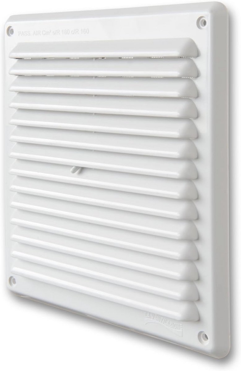 Rechthoekig Ventilatierooster van Kunststof - 204 x 230 mm, Wit, Overlappend
