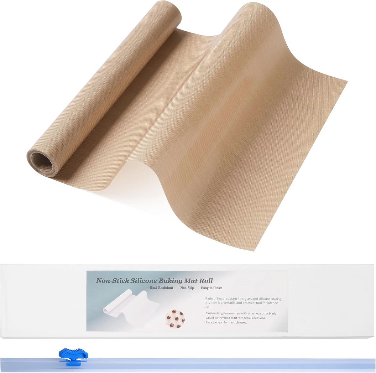Siliconen bakmat op rol 30 cm x 20 cm - Vrij snijden voor bakken, macaron, brood en pizza