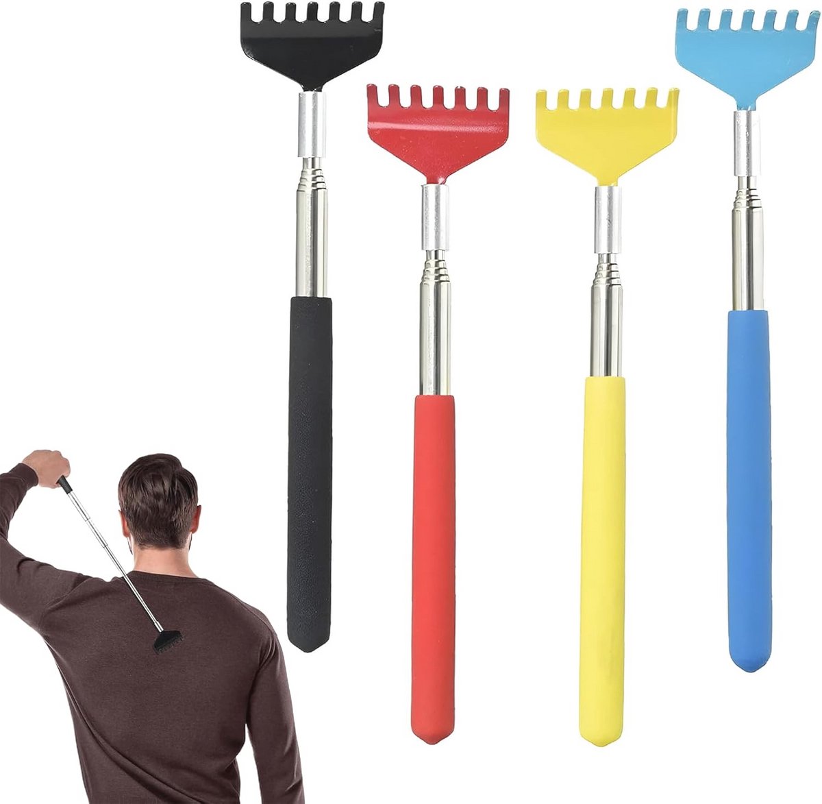 Telescopische Rugkrabber Set van 4 - Uittrekbaar van 20 cm tot 68 cm voor Effectieve Jeukverlichting