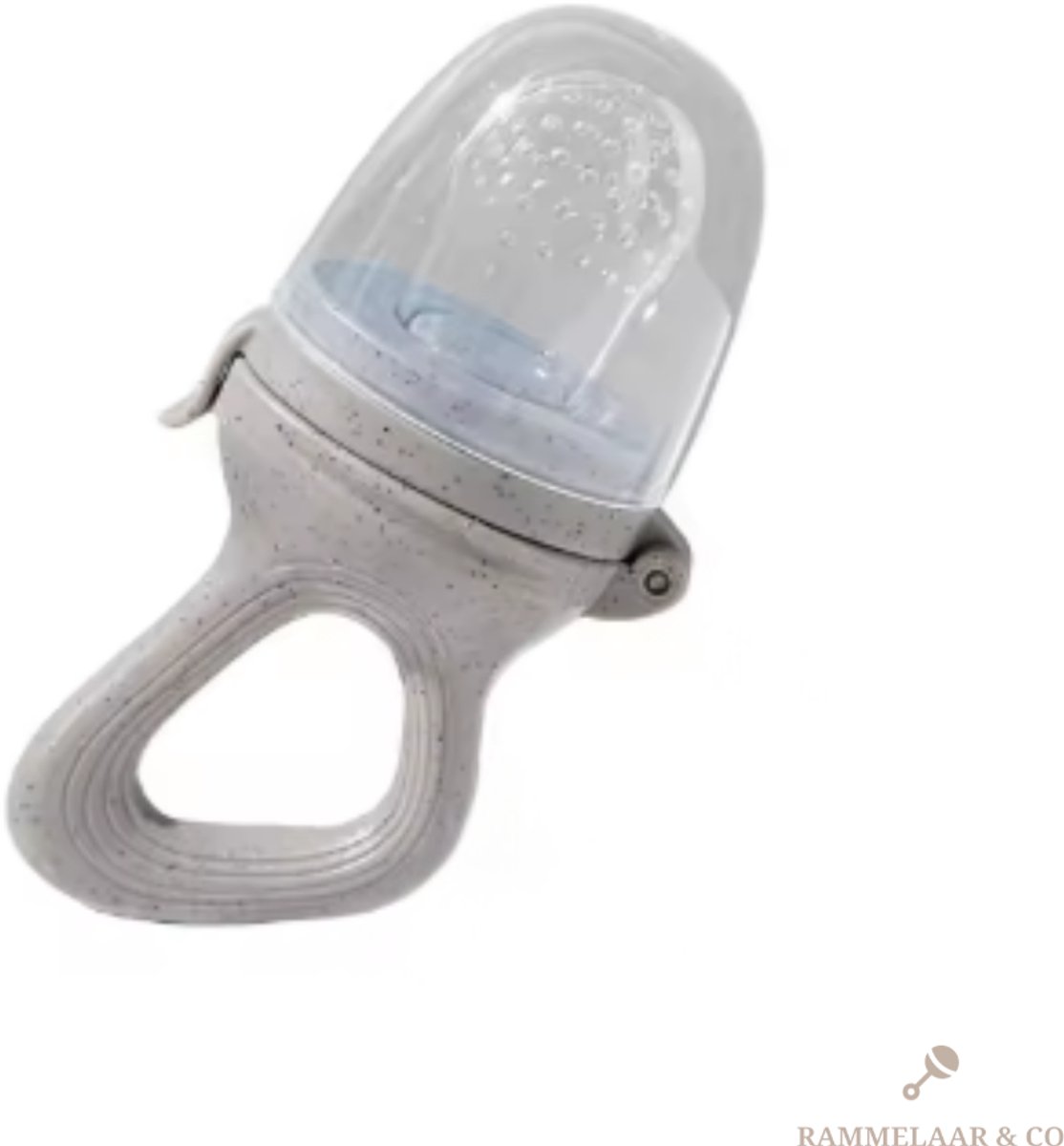 Rammelaar & Co baby fruitspeen & bijtspeen – BPA-vrij Silicone – Voor Nieuwe Smaken & Tandjes – Beschermkap – Lichtgrijs