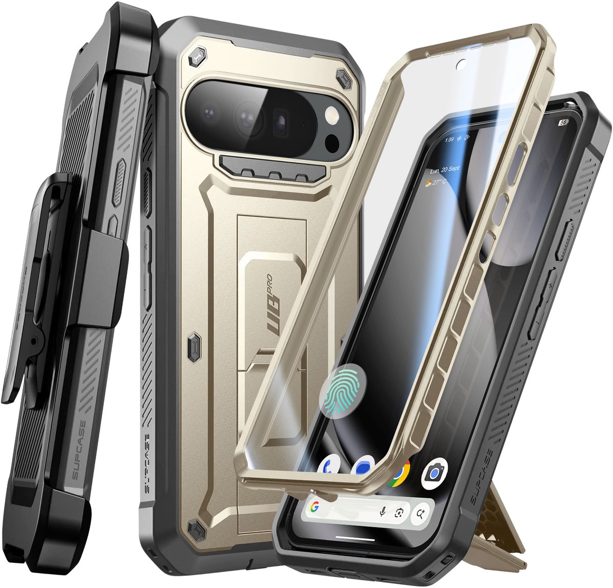 Supcase, Volledige hoes voor Google Pixel 10 Pro XL MagSafe Unicorn Beetle Pro-serie, Zwart / Goud