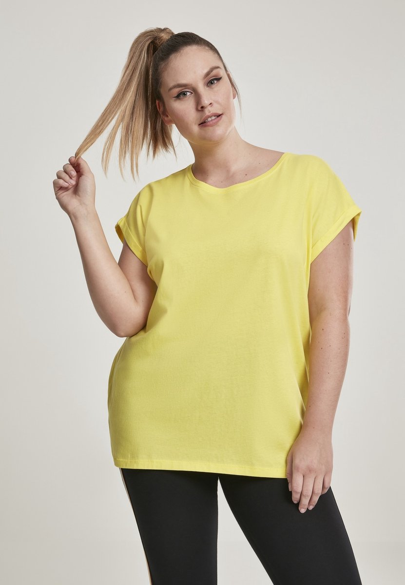 Urban Classics Extended shoulder Dames Tshirt 4XL Geel