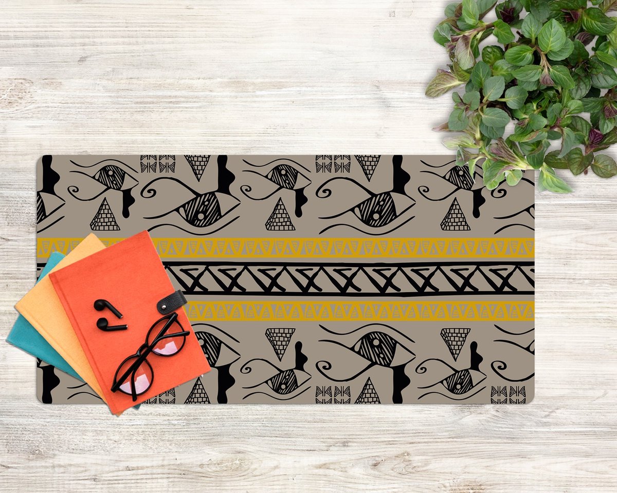 Coloray Bureau Onderlegger - Egyptische hiërogliefen Bureau Mat - 90 cm x 45 cm - Veelkleurig Bureau Onderlegger - Bureaumat - Onderlegger Bureau - Bureau Onderlegger Groot - Bureau Onderlegger XXL