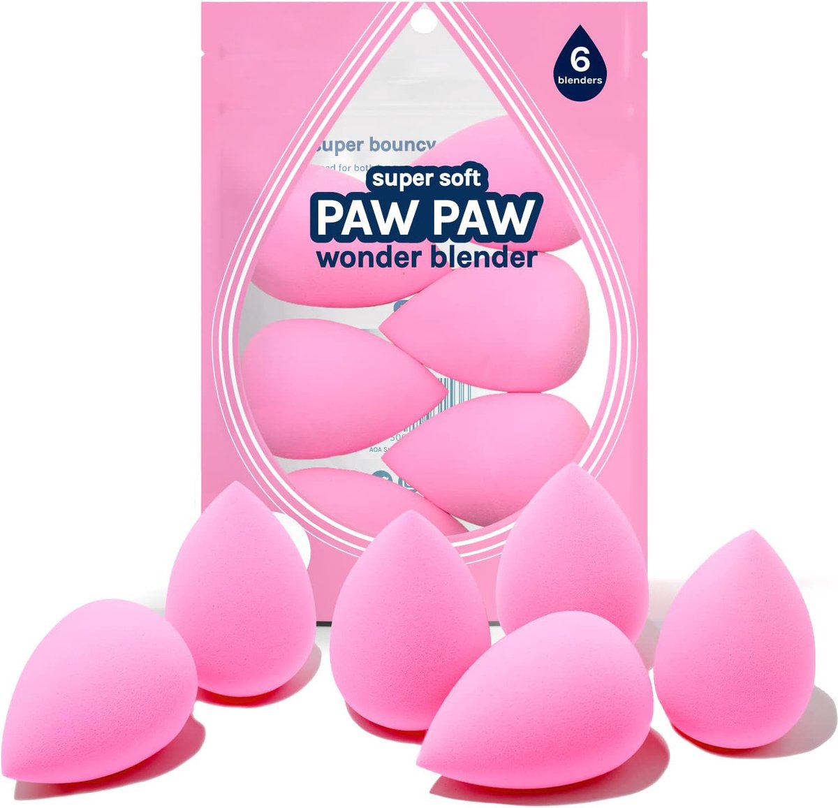 Famanu – Set van 6 make-up sponzen – Latexvrije beautyblenders voor vloeistof, crème en poeder – Ultralichte finish