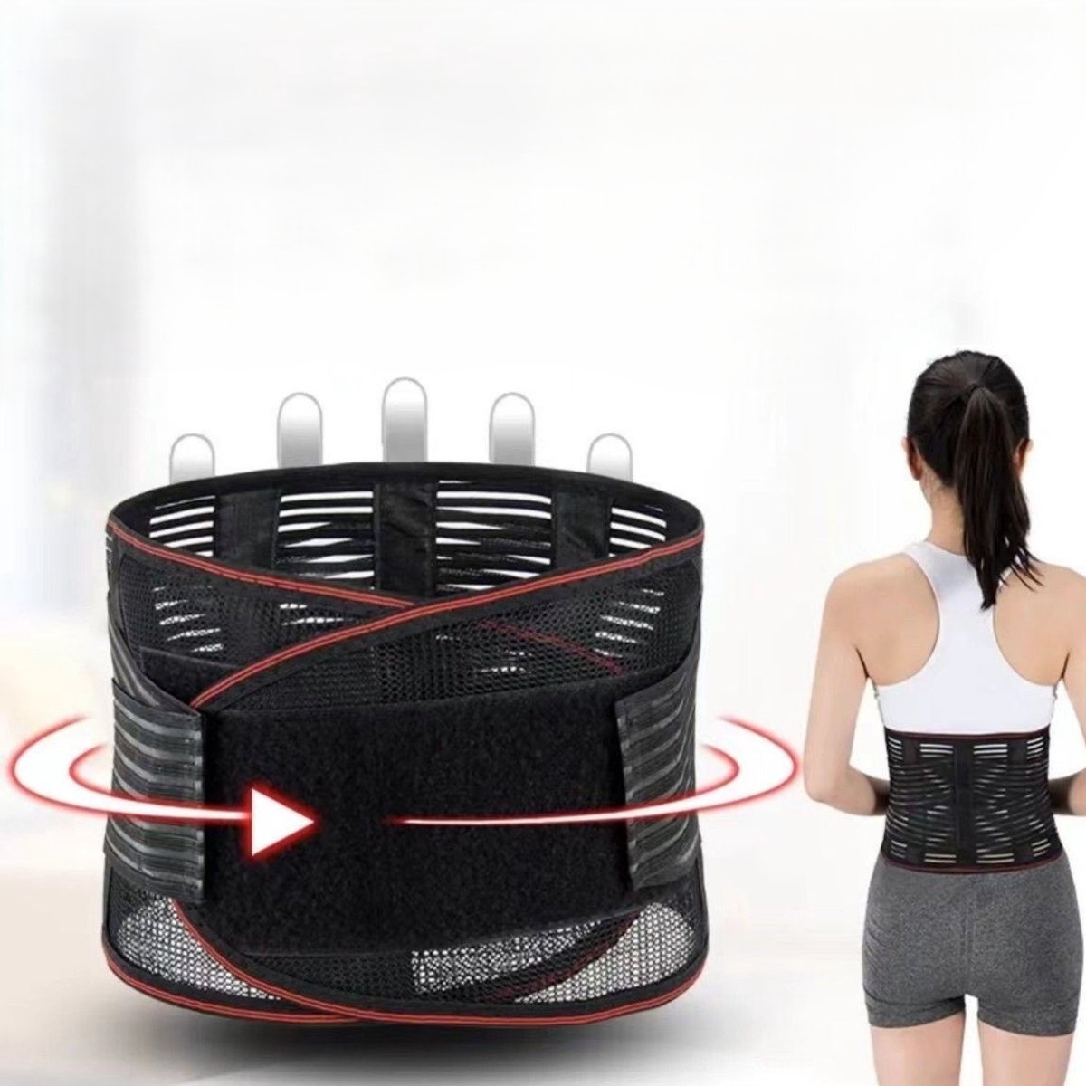 Rugbrace onderrug – Pijnbestrijding - Rugband voor lage rugpijn – Rugsteun - Scoliosis and sciatica support - Rug brace voor lage rugpijn - Rugbandage ondersteuning band - Geschikt voor man en vrouw - LOUZIR