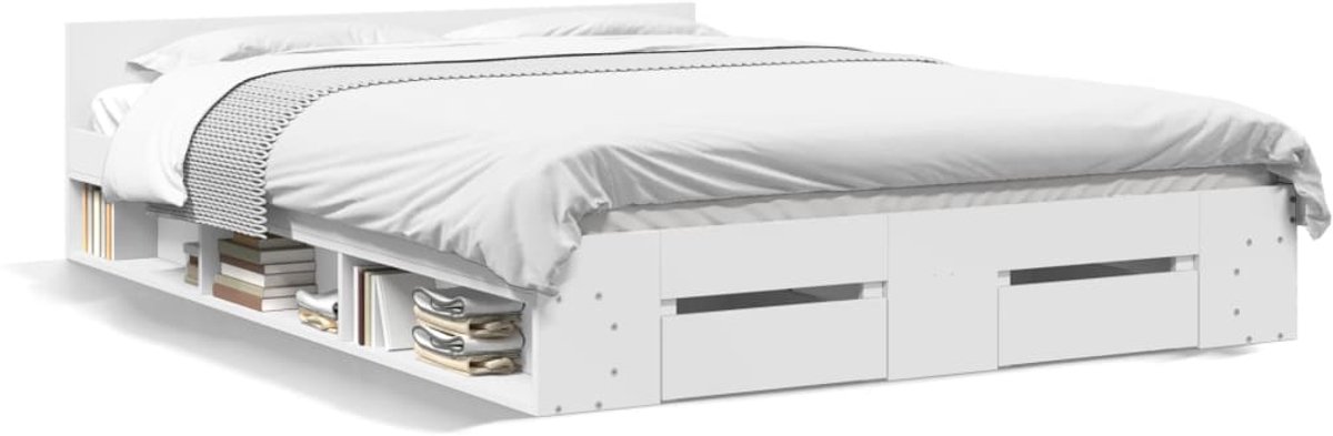 Vloerbed – Laag Bedframe – Minimalistisch Design – Stevig en Comfortabel – Geschikt voor Elke Slaapkamer - Wit