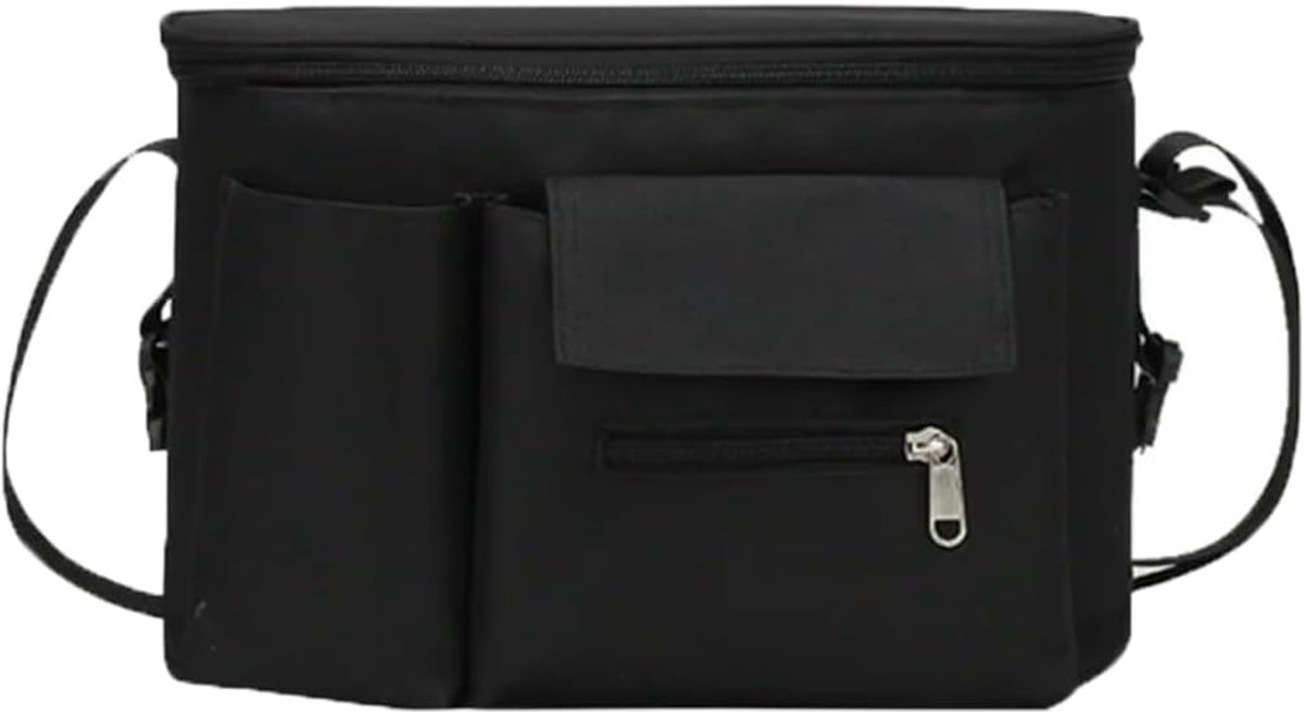 Capaciteit Kinderwagen Organizer - Mummy Kinderwagen Tassen met Bekerhouders - Schouderriem - Waterdichte Kinderwagen Accessoires (Zwart)