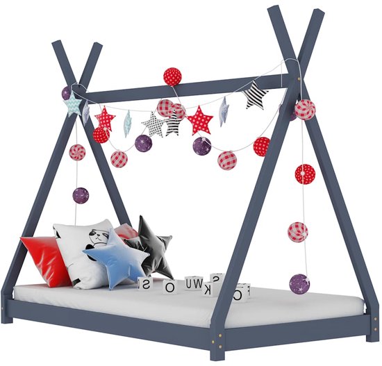 vidaXL Cadre de lit pour enfant - Cadres de lit pour enfant - Lit - Lits - Cadre de lit pour enfant Bois de pin massif Gris 70x140 cm