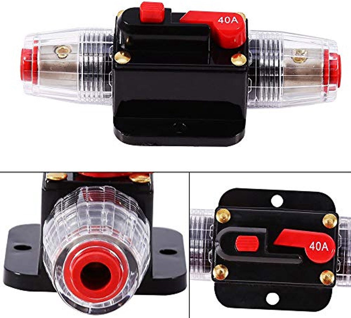 Automatische zekering 12V DC 40A zekering Automatische zekeringhouder voor auto-audiosysteem Zonne-omvormersysteembescherming Automatische zekering 12V DC 40A zekering Automatische zekeringhouder voor auto-audiosysteem Zonne-omvormersysteembescherming