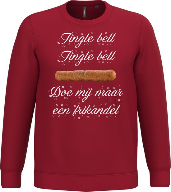 Kersttrui Jingle Bell Frikandel | Foute Kersttrui heren dames | Christmas Sweater | Rood | maat 4XL