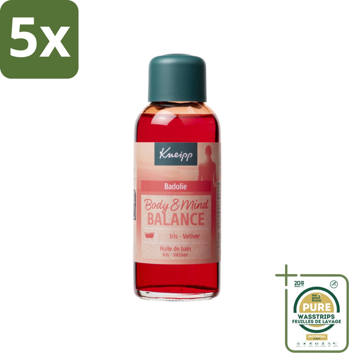5 x Kneipp - Badolie - Body & Mind Balance - Iris & Vetiver - 100 ml - Grootverpakking - Badolie - Iris En Vetiver - Body And Mind Balance - Ontspanning - Energie