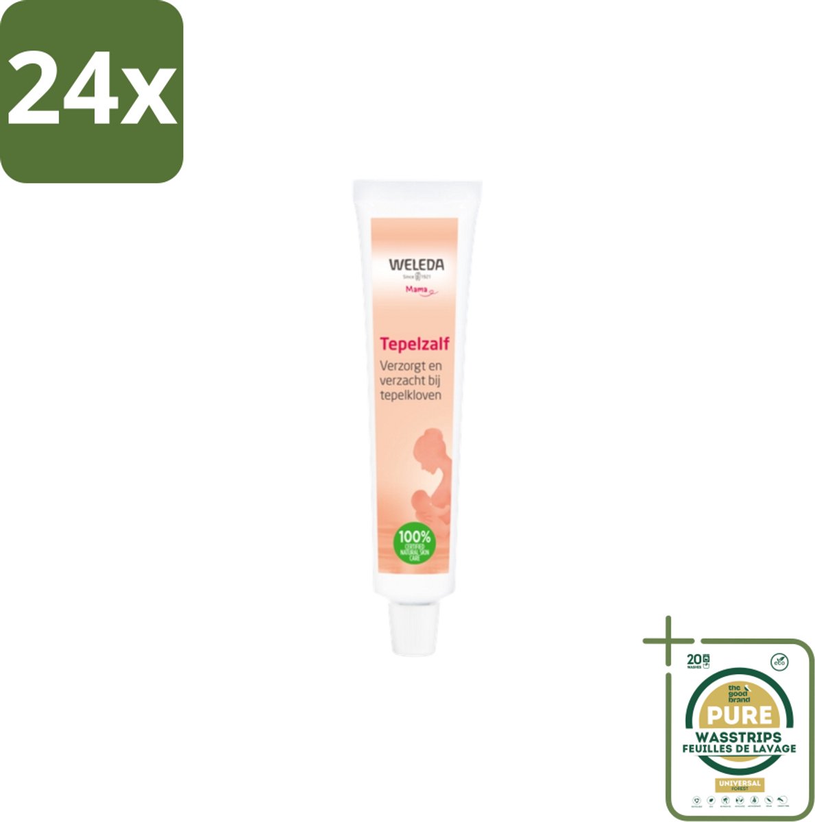 WELEDA - Tepelzalf - Mama & Baby - 25 g - Voordeelverpakking - 24 stuks - Tepelkloven - Gevoelige tepels