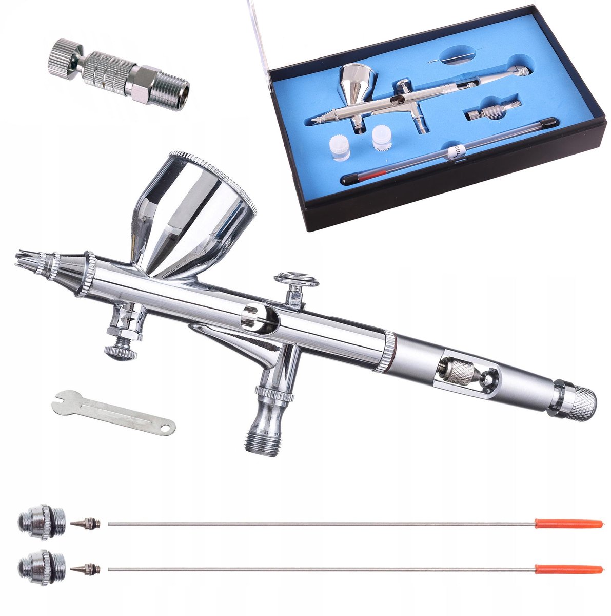 Merkloos Aerograaf Set met 3 Precisie Spuitmonden (0.2, 0.3, 0.5mm)