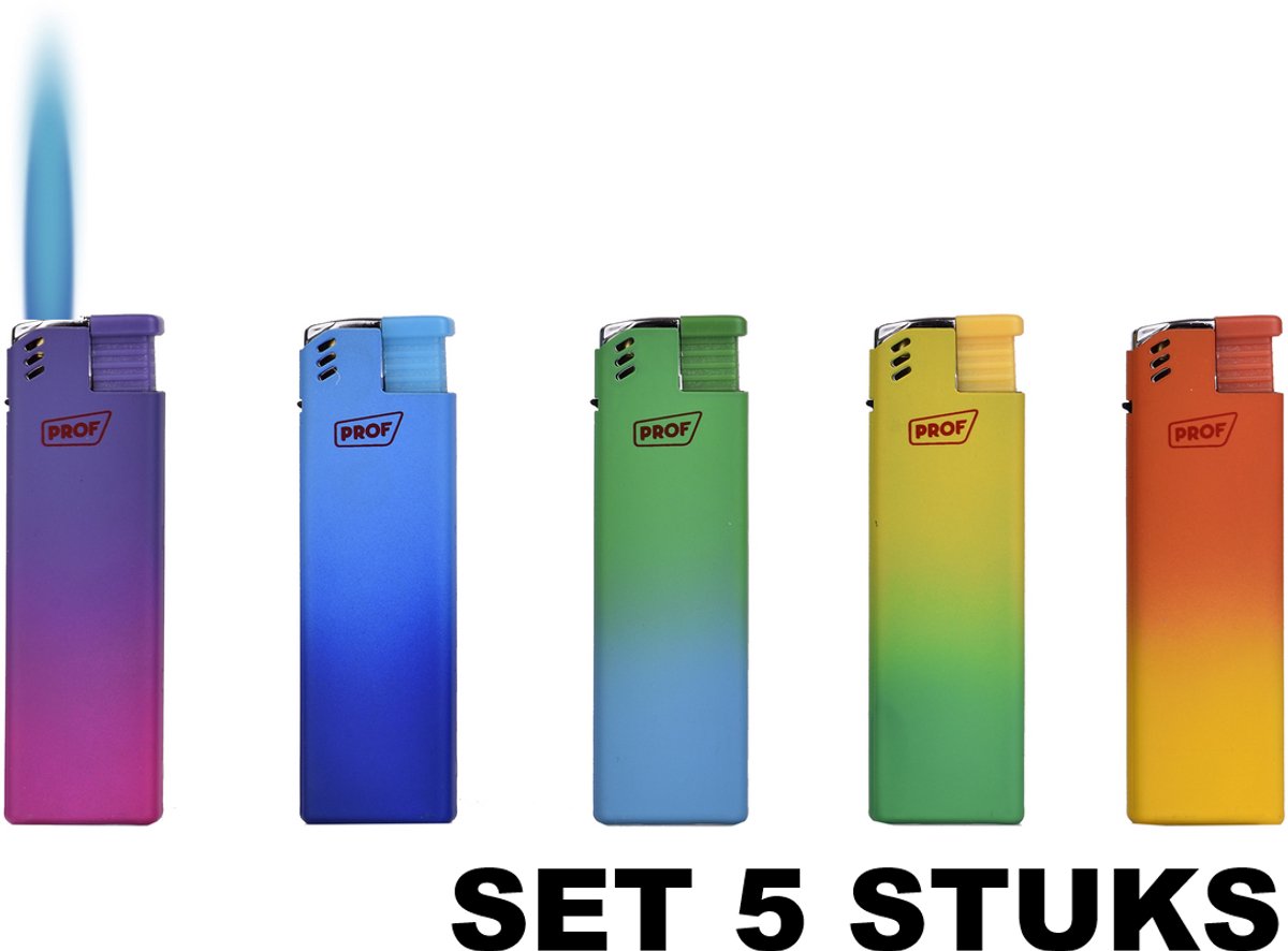 Stormaansteker Set NEON - 5 Stuks – Windproof Turbovlam – Navulbaar – Metalen Behuizing – JET aansteker voor BBQ, Kaarsen & Vuurwerk