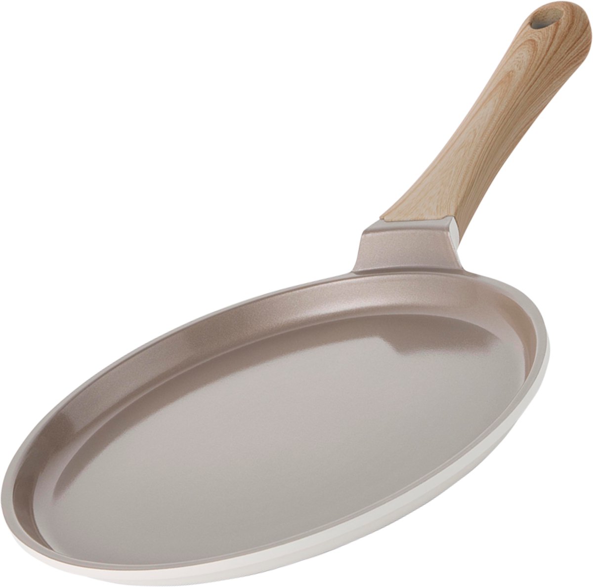 Alice by ISENVI Pannenkoekenpan Inductie - 24 cm - Keramisch - Koudgreep - Pancake Pan - PFAS, PTFE Vrij - Alle warmtebronnen - Beige