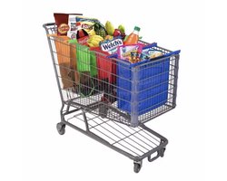 Boodschappentas voor Winkelwagentje - Incl. Koeltas - Zelf check out - Supermarkt - Shopping Bag - Shoppin Cart Bags - Opvouwbaar - Herbruikbare boodschappentas (set van 4) - opvouwbaar - wasbare boodschappentassen - multifunctionele tassen
