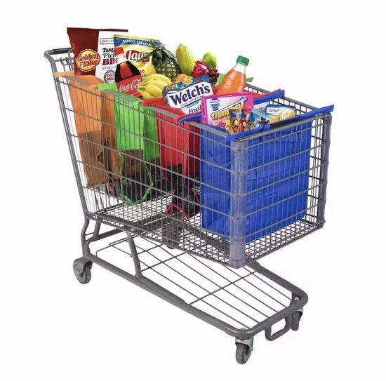 Boodschappentas voor Winkelwagentje - Incl. Koeltas - Zelf check out - Supermarkt - Shopping Bag - Shoppin Cart Bags - Opvouwbaar - Herbruikbare boodschappentas (set van 4) - opvouwbaar - wasbare boodschappentassen - multifunctionele tassen