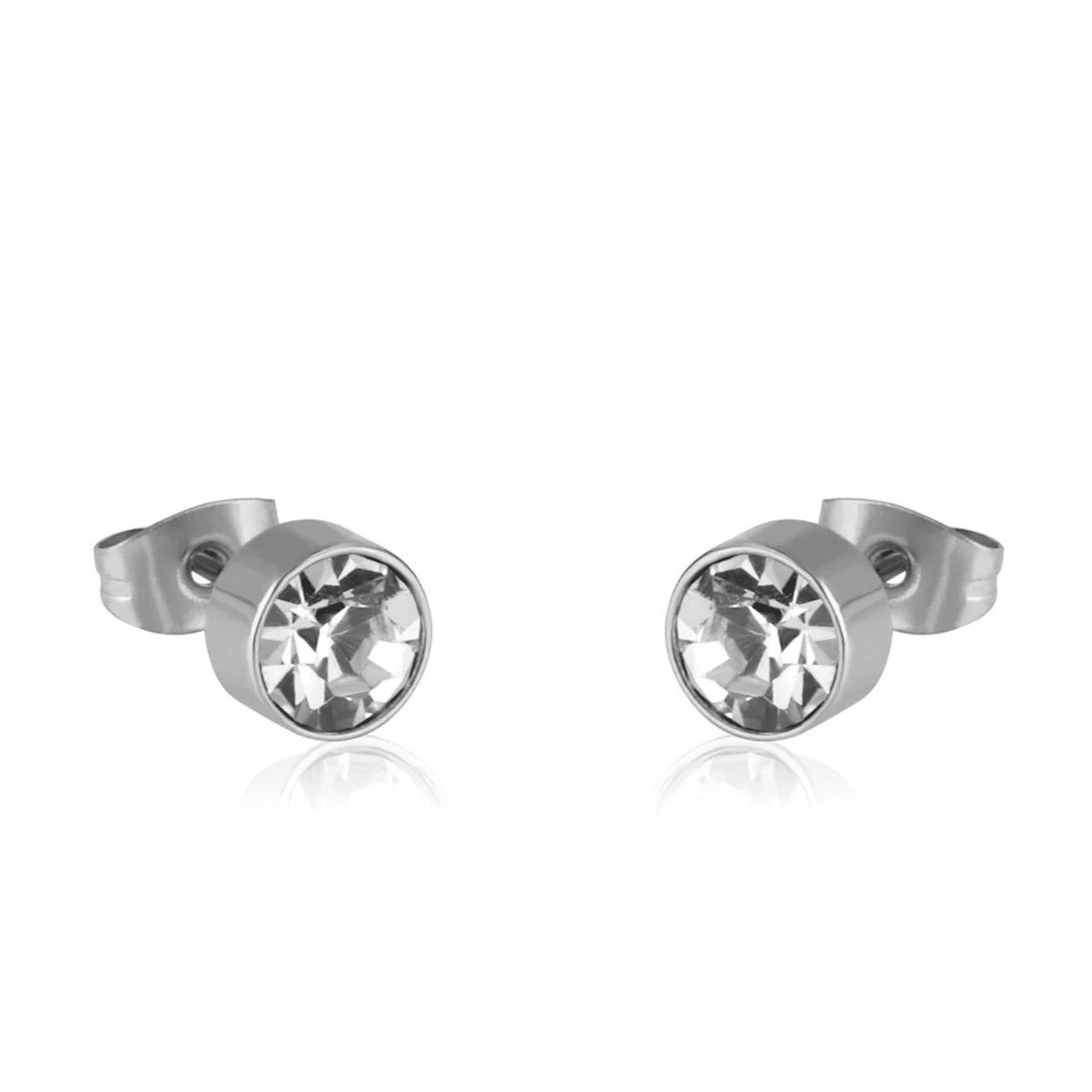 Planet Pink - Oorbellen diamanten zilver - Stainless Steel - Roestvrij Staal rvs - Waterproof