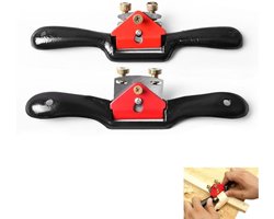 2 stuks - Verstelbare Spakenschaafset - Spookschaaf - Hand Blokschaaf - met vlakke voet en metalen bladen (52mm) - voor schaven, trimmen, houtbewerking, ontbramen - 24.5×6×4cm