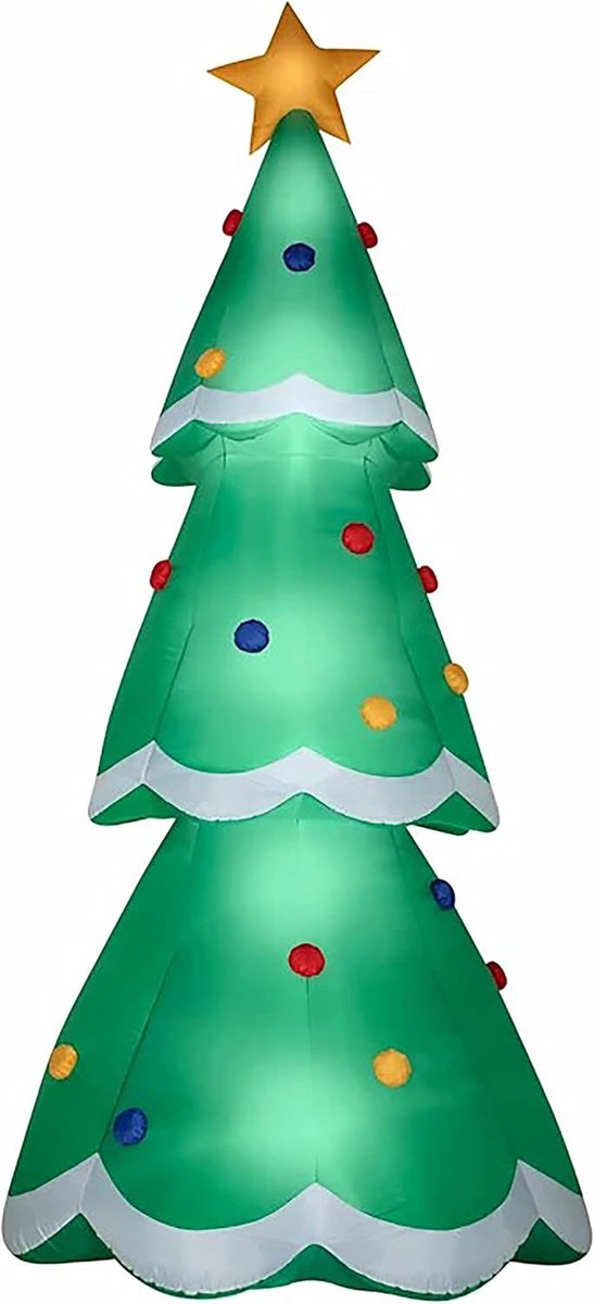 Mega XXL 6,8 meter opblaasbare kerstboom met led-lampjes, ornamenten en gouden ster - gigantische kerstversiering voor binnen en buiten - zelfopblazend - waterdicht - premium showstopper voor de feestdagen
