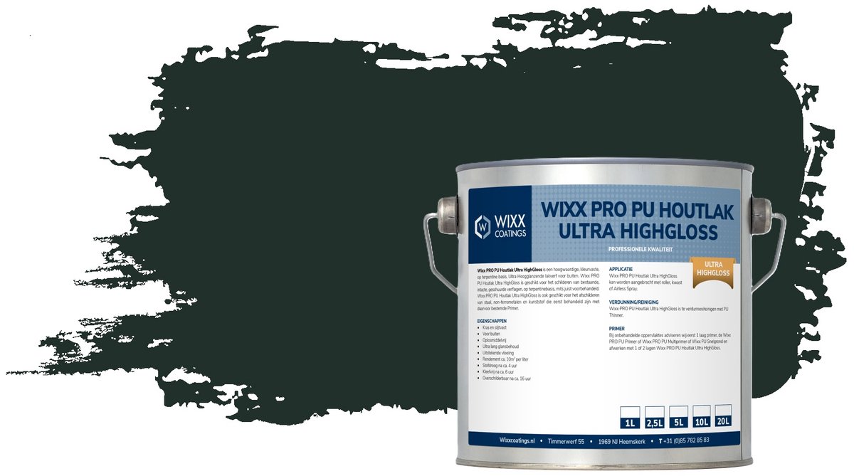 Wixx PRO PU Houtlak Ultra HighGloss - 5L - Grachtengroen | Q0.05.10
