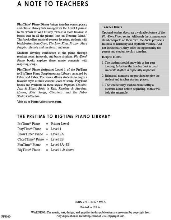Hal Leonard PlayTime Piano Disney Level 1