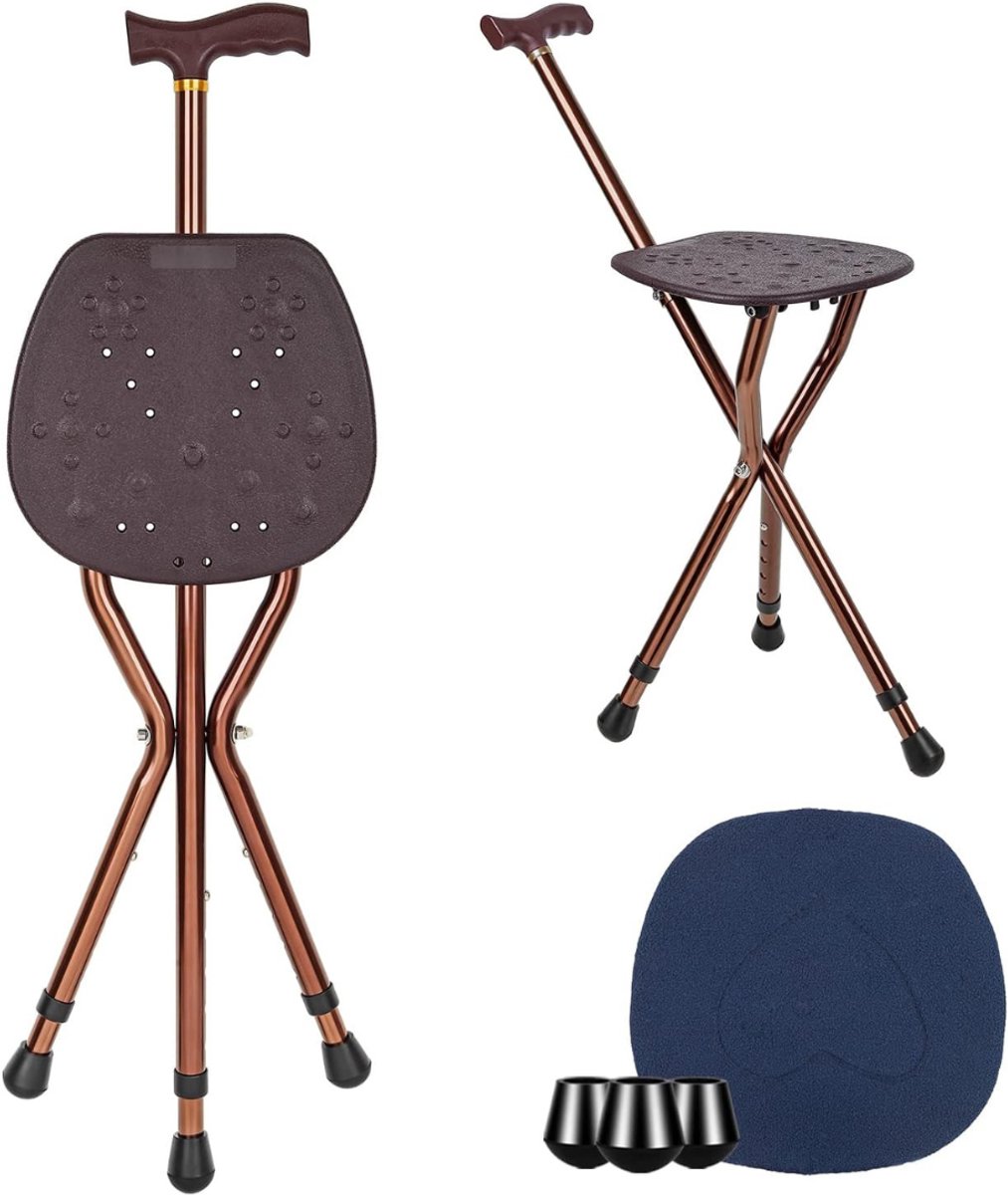 ZRSS® Wandelstok met Zitje - Groot Zitbord - Ruststok Opvouwbaar - Stoelstok - Hoogte Verstelbaar - Tot 120kg