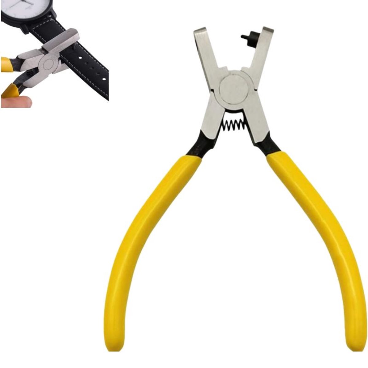 1 stuk - gatentang - 2mm universele ronde gatentang - voor het aanpassen van de lengte van de leren horlogeband - geel - 14×9.5cm