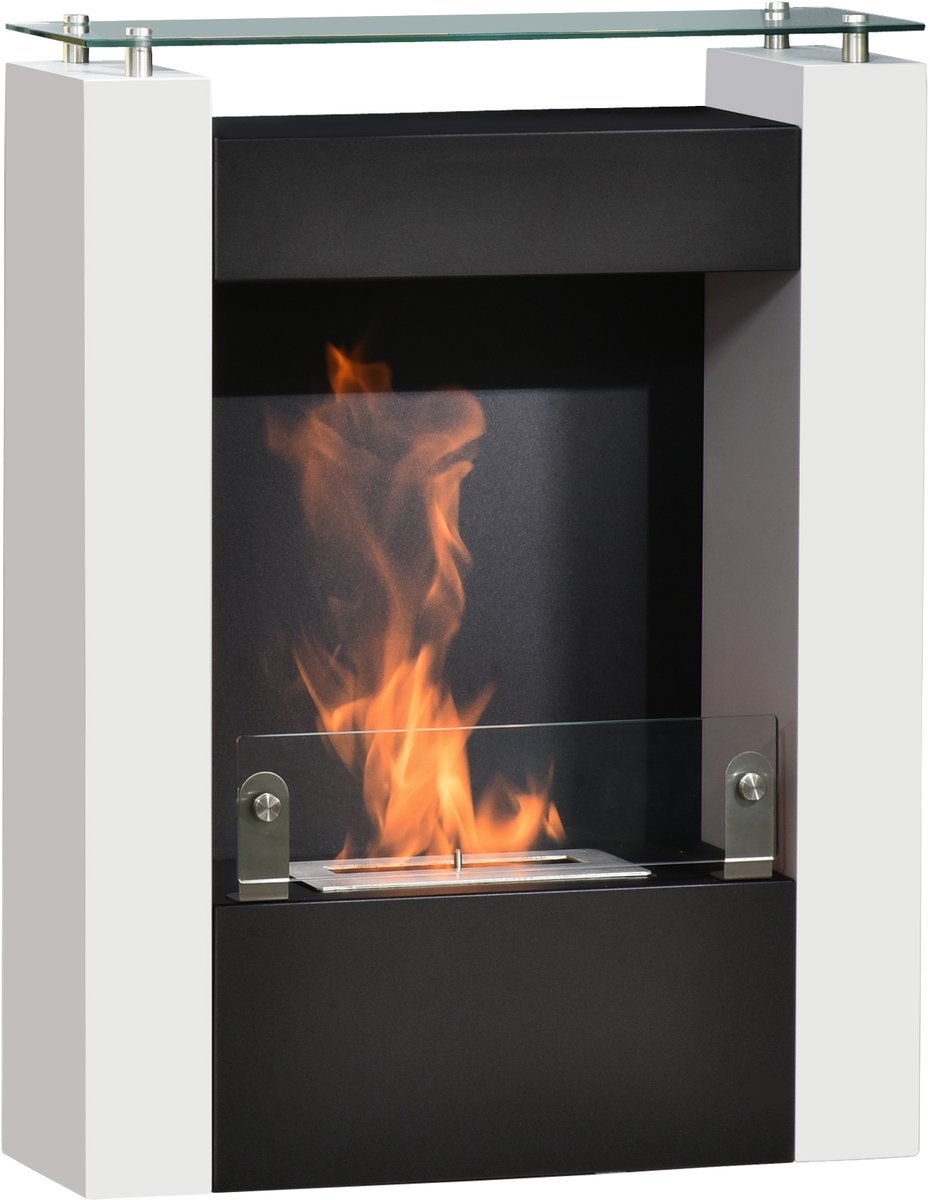 HOMCOM Ethanol Haard - Staal - 60x20x79cm -Wit