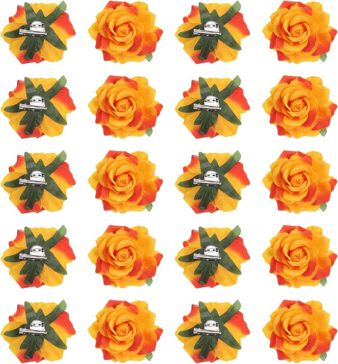 Allecta - Haarspelden met rozenbloesem en bloem - Set van 20 - Oranje - Dames haarsieraden