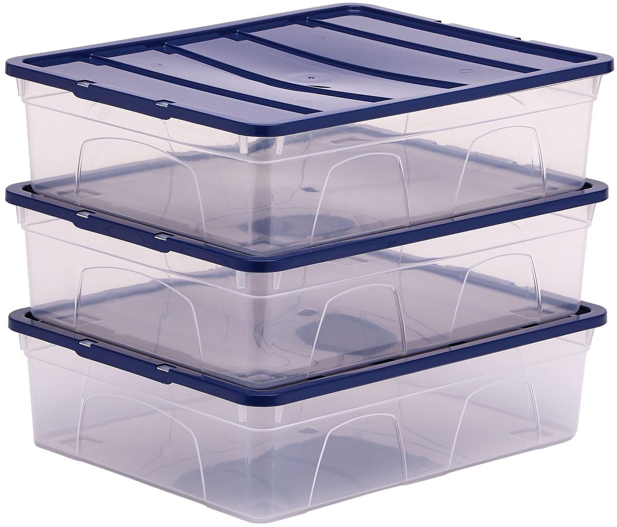 Imperatoris Sterke Opbergboxen met Deksel - Opbergdozen - Stapelbaar - 12L - 3 stuk Transparent