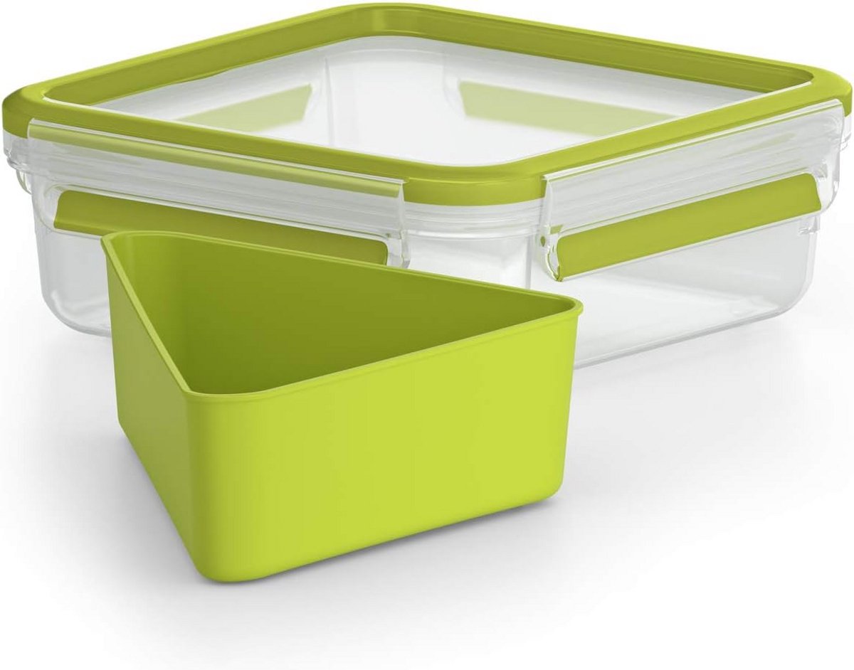 Duurzame Sandwich Box 0,85 liter - Groene/Transparante Herbruikbare Doos 28 x 28 x 18 cm