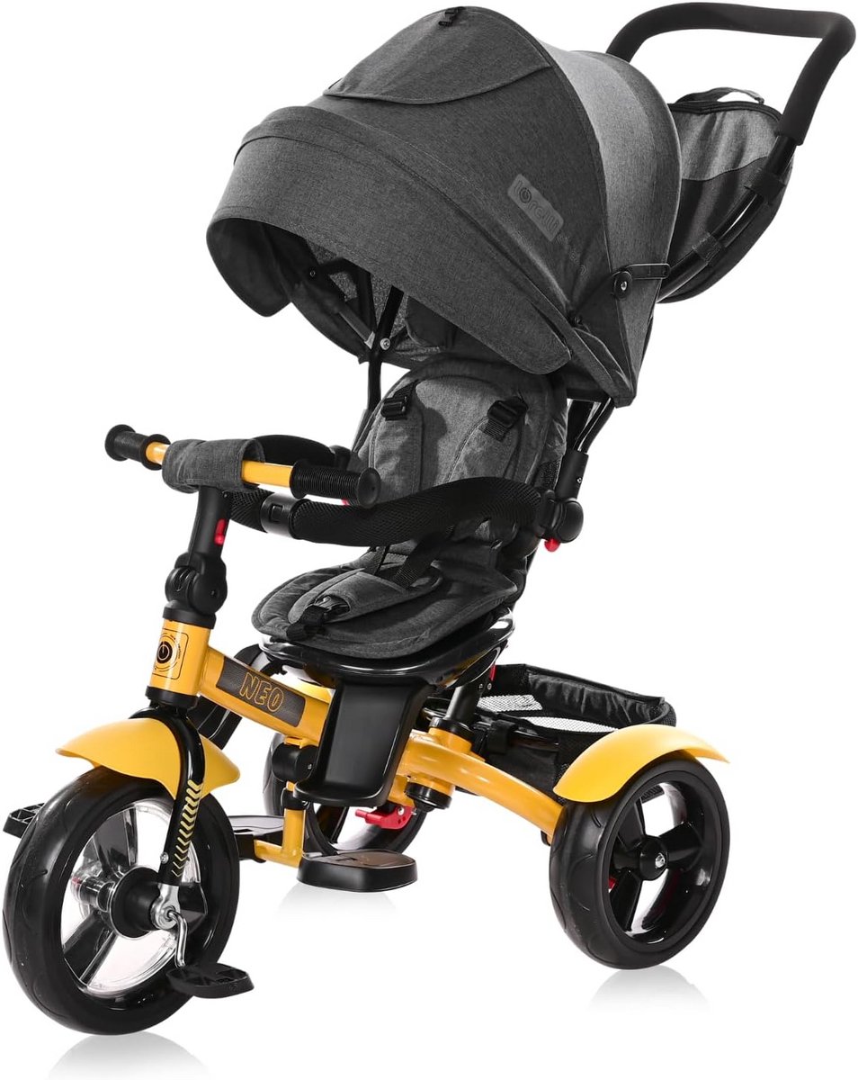 Kinder driewieler - Meegroeifiets - Buiten spelen - Verstelbare duwstang - 87 x 545 x 105 cm - Geel