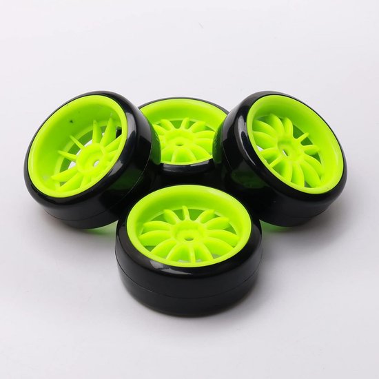 12 Spaak Groene Wiel Velg Tyre Banden voor RC 1/10 Drift Auto van Merkloos	 — afbeelding 3