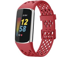 Siliconen sport bandje - Geschikt voor Fitbit Charge 5/ Charge 6 - Roze