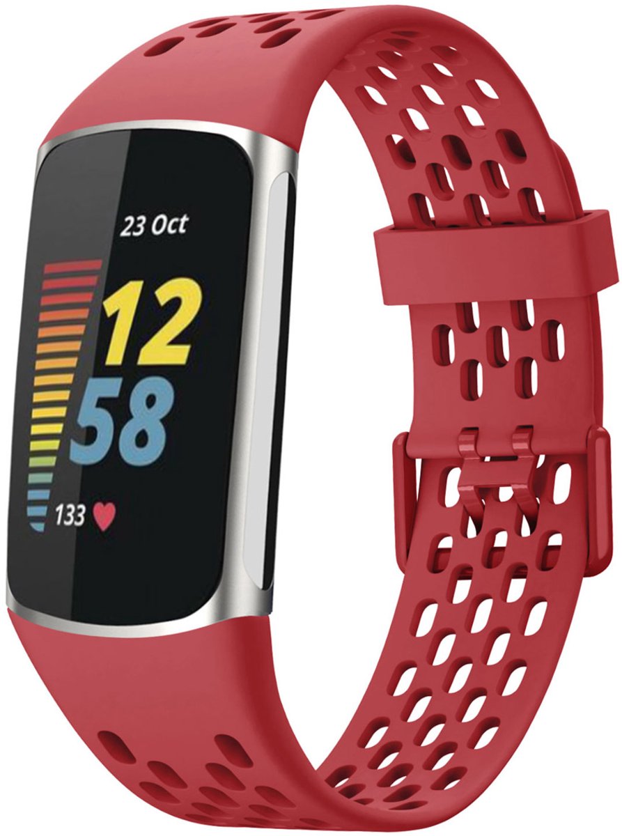 Siliconen sport bandje - Geschikt voor Fitbit Charge 5/ Charge 6 - Roze