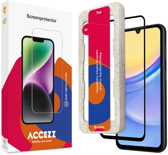 Protecteur d'écran Accezz adapté pour Samsung Galaxy A15 (5G) / A15 (4G) - Protecteur d'écran Accezz en verre trempé Full Cover avec applicateur bio